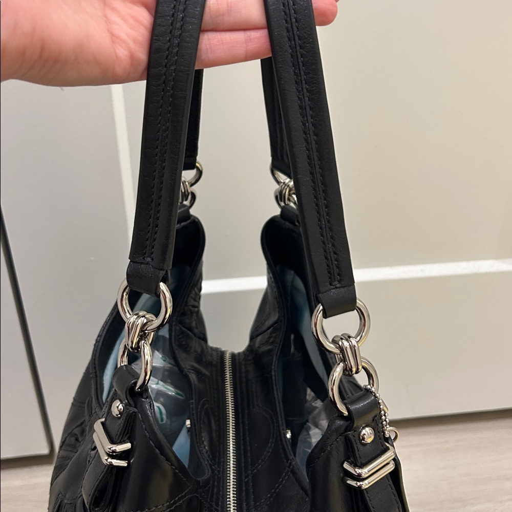 Coach (EUC) Madison Op Art Maggie Embellished Leather Shoulder Bag - Picture 8 of 17